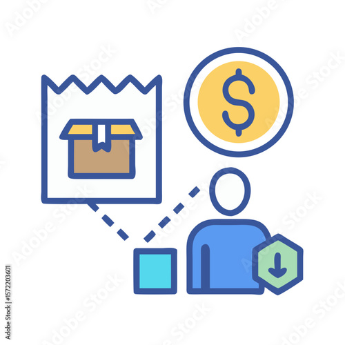 E-commerce cost optimization concept illustration with graphic elements