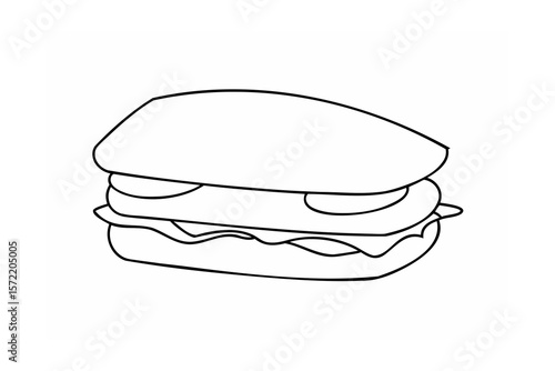 Delicious layered sandwich with fillings food bread