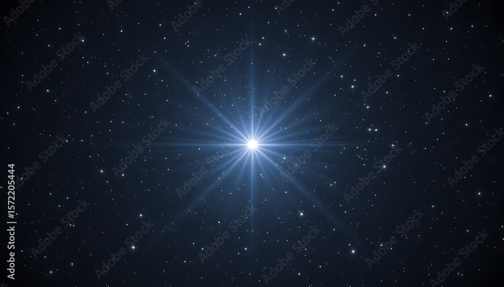 Fototapeta premium starry night, bright shining star, cosmic night sky, dramatic stellar background, dramatic lighting, cinematic mood, dramatic contrast, high detail, photorealistic, 8k, highly detailed