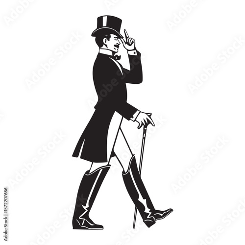 Foto Vintage Gentleman Walking Cane Silhouette Classic Man Icon
