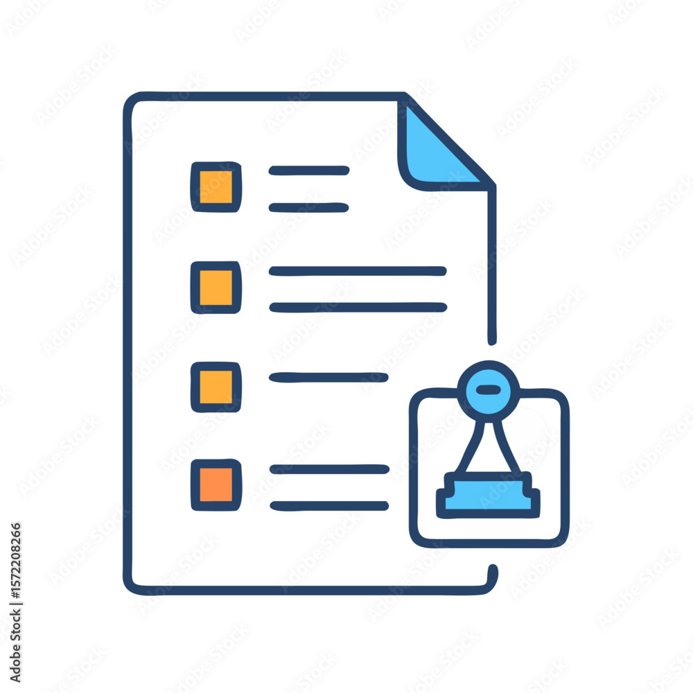 Fototapeta premium Checklist with stamp icon showing approval and verification process