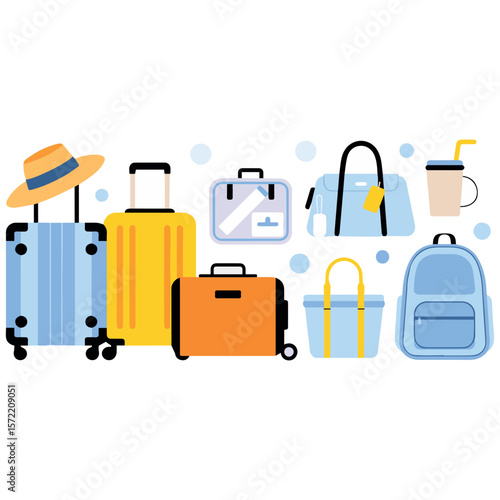 Travel luggage suitcase bags backpack vacation holiday trip baggage adventure accessories journey  char