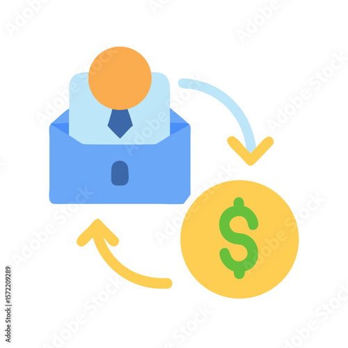 Monetary Exchange Cycle: Person Transferring Funds and Receiving Money