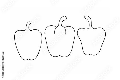 Three bell peppers outline capsicum vegetable