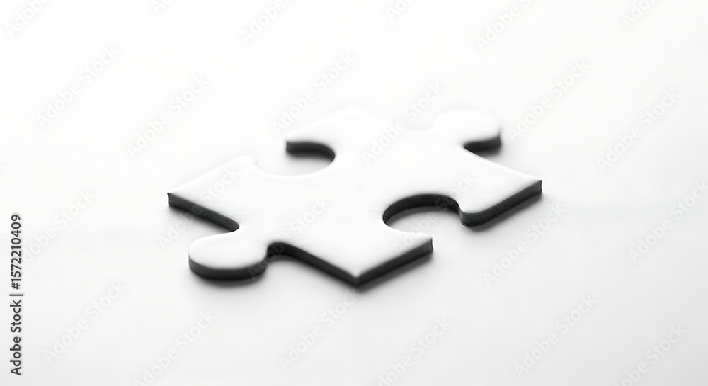 Fototapeta premium Single Puzzle Piece on Minimal White Background Symbolizing Solution and Connection