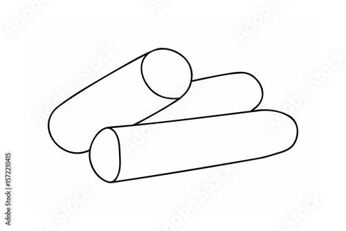 Three cylindrical objects white background line art