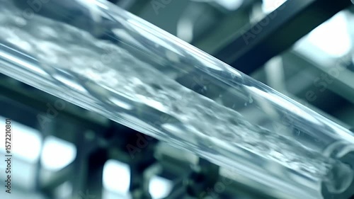 Water Flowing Through Clear Pipe Slow Motion Abstract
