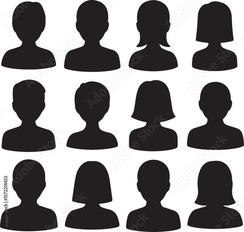 Vector set of user profile silhouettes for business and social web avatars