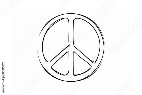 Black peace symbol outline on white graphic