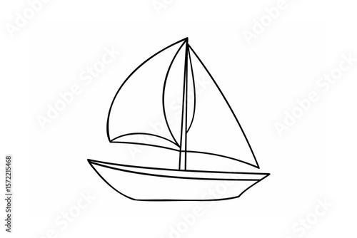 Elegant sailboat with billowing sails sailing watercraft