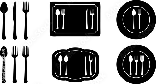 spoon  knife  fork icon set  dining silverware sil.eps