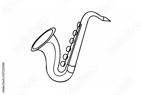Black line art saxophone musical instrument jazz wind instrument