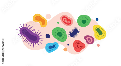 Diverse microorganism collection exploring biological diversity and cellular life forms