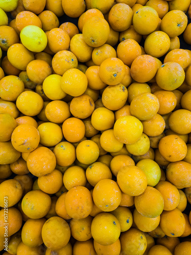 Fresh ripe oranges as background, top view.