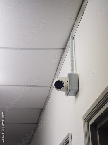 CCTV camera. Security camera on the wall, CCTV on the buildings monitoring the street.