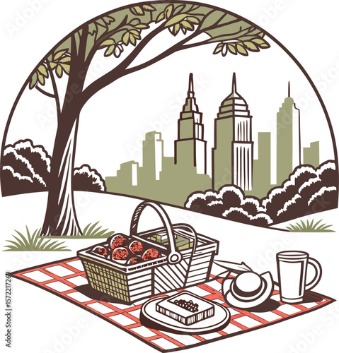 summer picnic vector design  vintage t shirt desig.eps