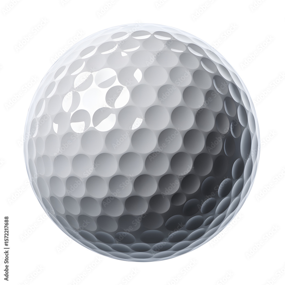 A close up image of a white golf ball with dimples on a white background in a studio setting A close up image of a white golf ball with dimples on a white background in a studio setting