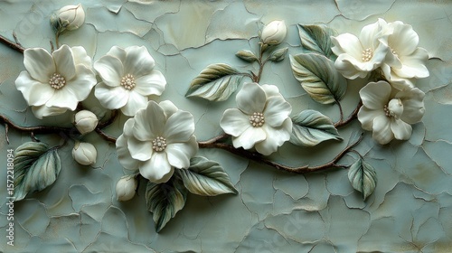 Stucco inlaid with Wabi-Sabi style. 