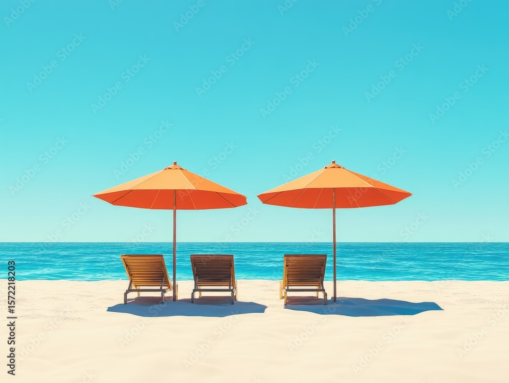 Fototapeta premium Two parasol umbrellas casting the shadow over.