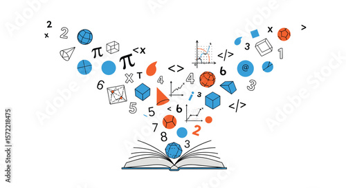 Exploring the fascinating world of mathematics and its symbols through an open book concept