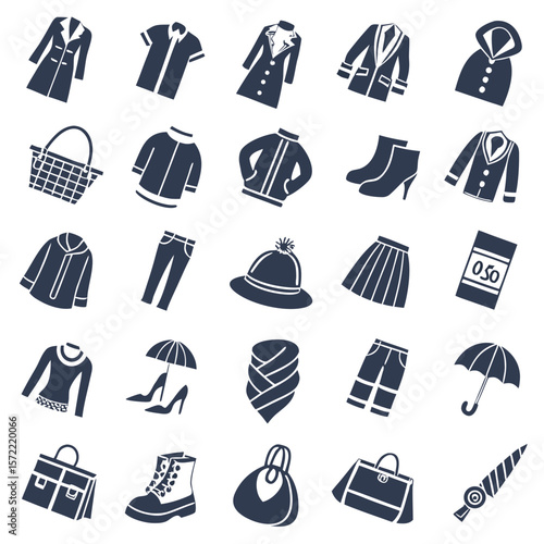 Monochrome Clothing And Accessories Icons fashion apparel