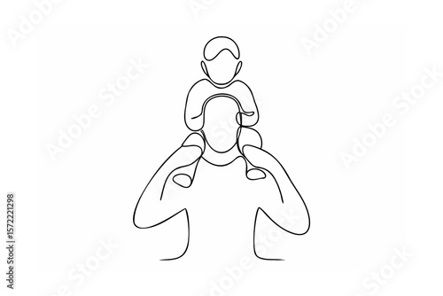 Father carrying child on shoulders family