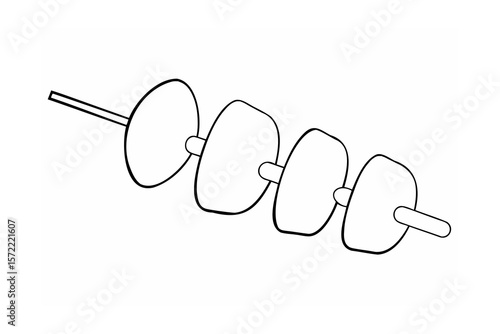 Skewer with food items cooking barbecue