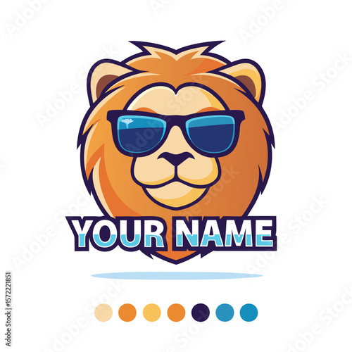 Lion with sunglasses, customizable name