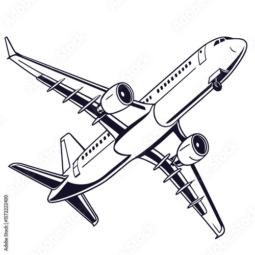 Jetliner airplane flying with engines and wings aircraft aviation