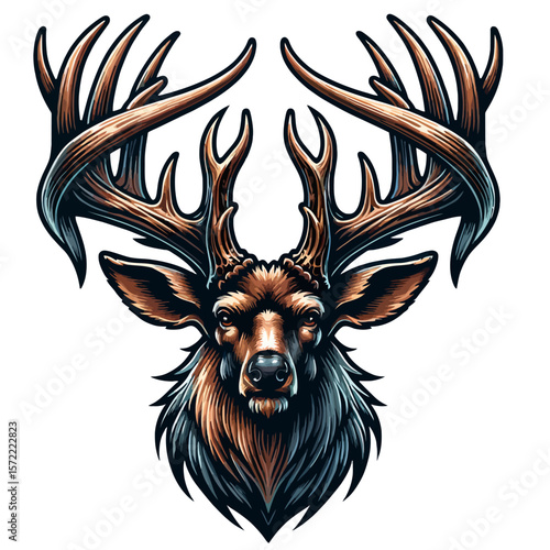 head of a deer with a tattoo