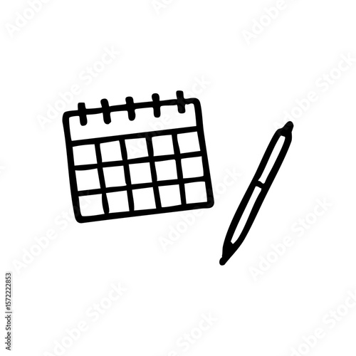 カレンダー　線画　手書き