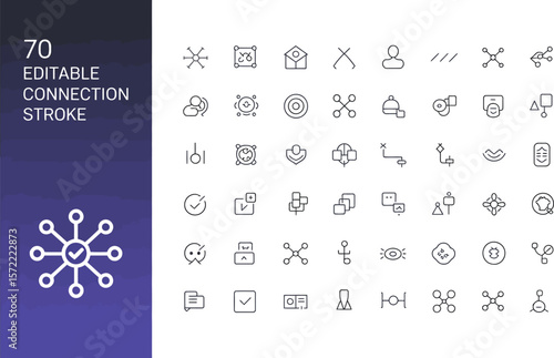 Editable connection icons stroke vector set of network outline symbols for ui design and development editable stock vector
