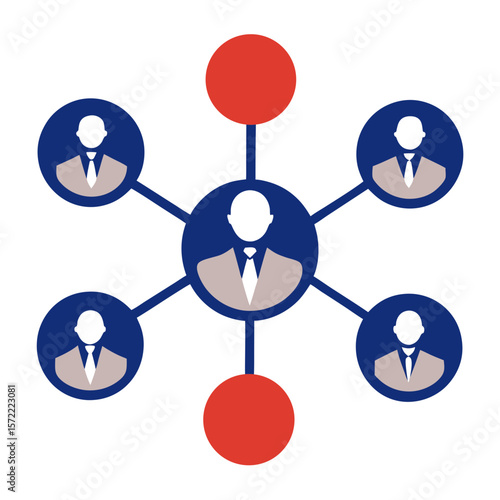 Business network diagram with people icons connection