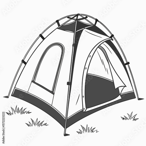 Outdoor camping shelter with open entrance and windows tent recreation