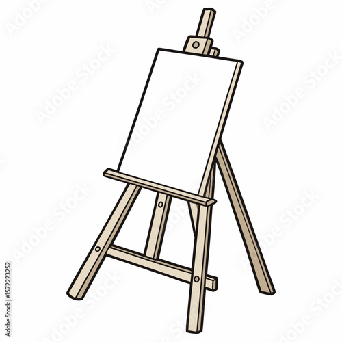 Wooden Easel with Blank Canvas white