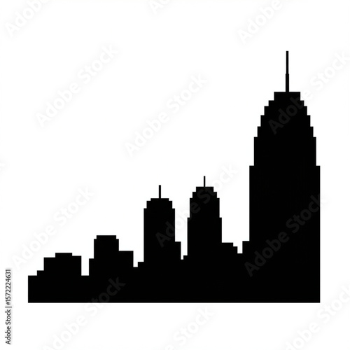 New York City skyline silhouette vector illustration, showcasing iconic urban architecture and skyscrapers against the night sky