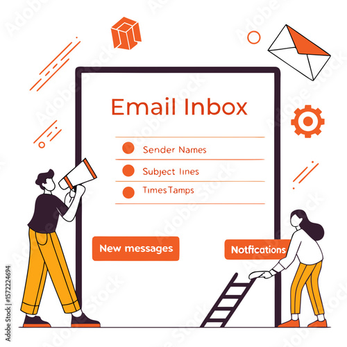 Email inbox interface with people and notifications sender
