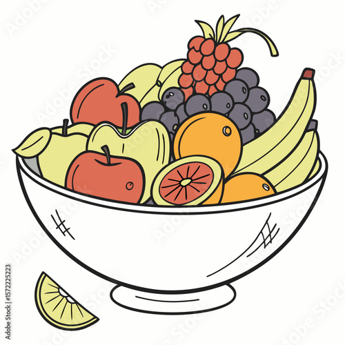 Colorful assortment of fresh fruits in a white bowl fruit bowl apples