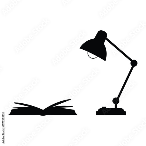A desk lamp illuminates an open book, symbolizing study and the pursuit of knowledge