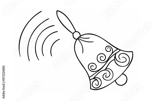 Ornate bell ringing with sound waves vector
