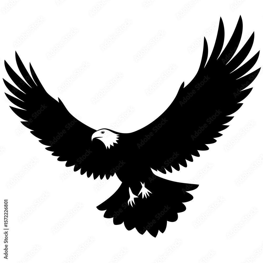 Fototapeta premium Majestic bald eagle soaring with wings spread wide in flight