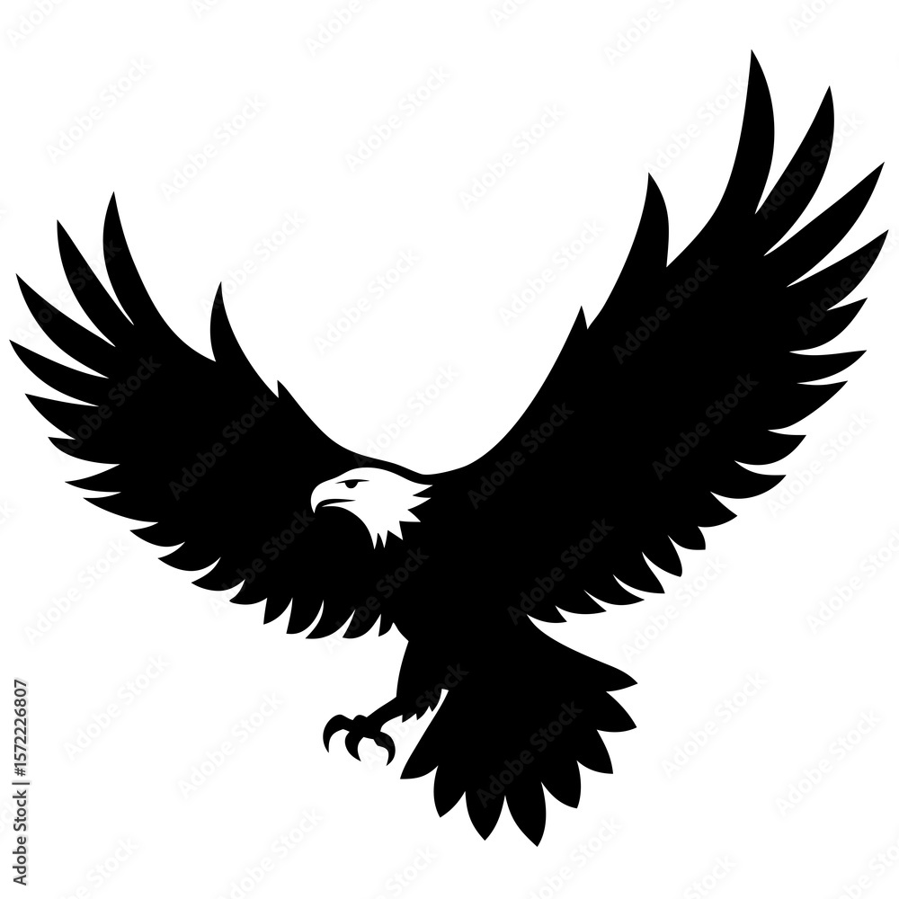 Obraz premium Majestic bald eagle soaring with wings spread wide in flight