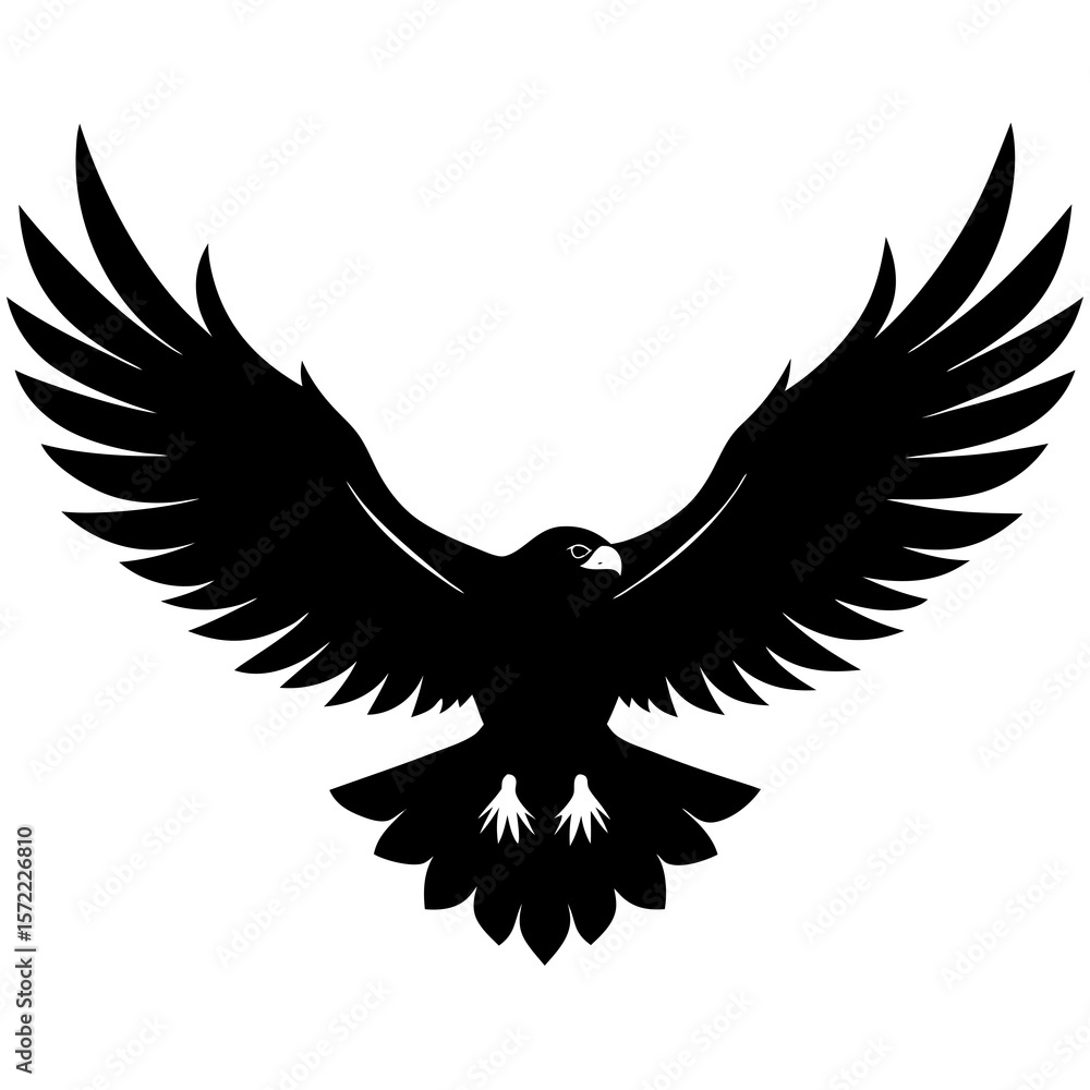 Fototapeta premium Majestic bald eagle soaring with wings spread wide in flight