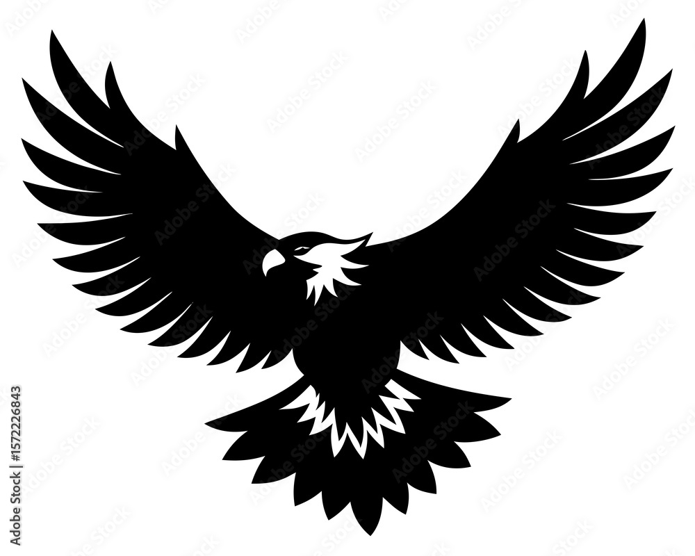 Obraz premium Majestic bald eagle soaring with wings spread wide in flight