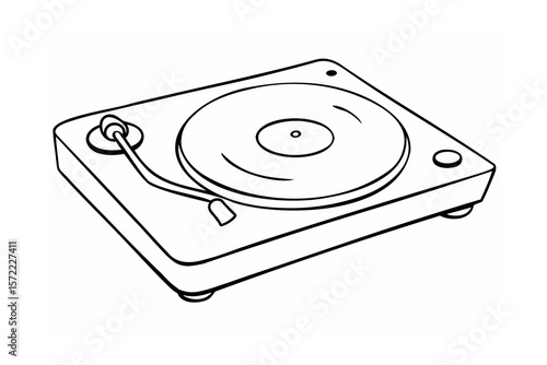 Murais de parede Turntable with tonearm and record player vinyl