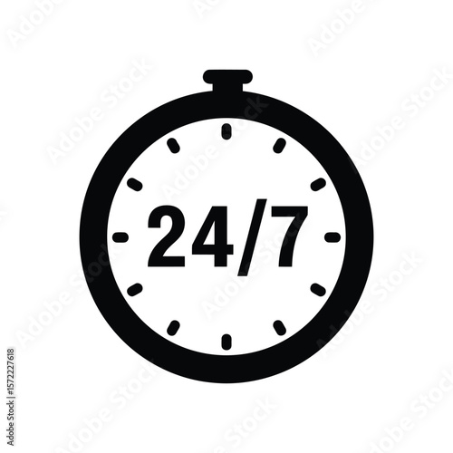 A 247 clock icon signifies roundtheclock service, indicating availability and support at any time, day or night