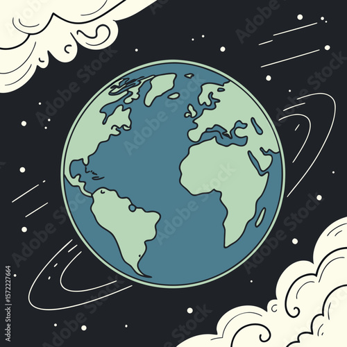 Planet Earth surrounded by cosmic clouds and stars space galaxy