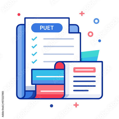 Project planning documents with checkmarks and text checklist tasks