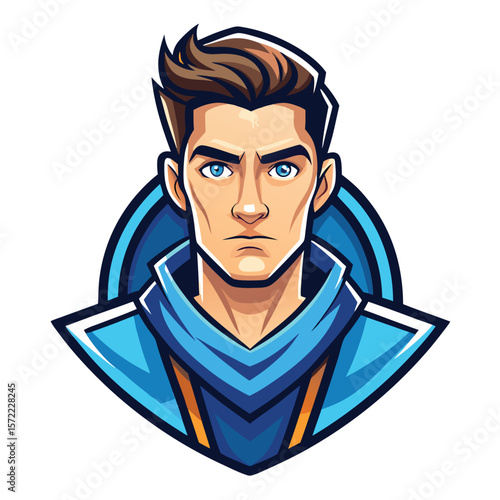 Serious male character portrait, stylized design