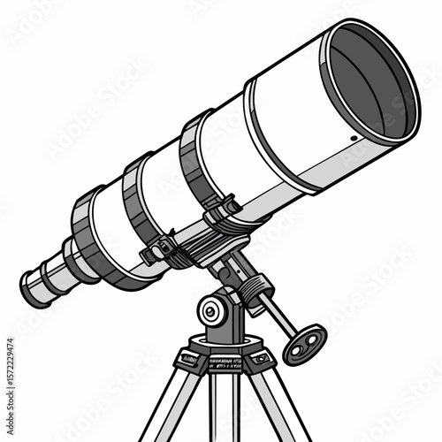 Astronomical telescope with tripod and lens astronomy space